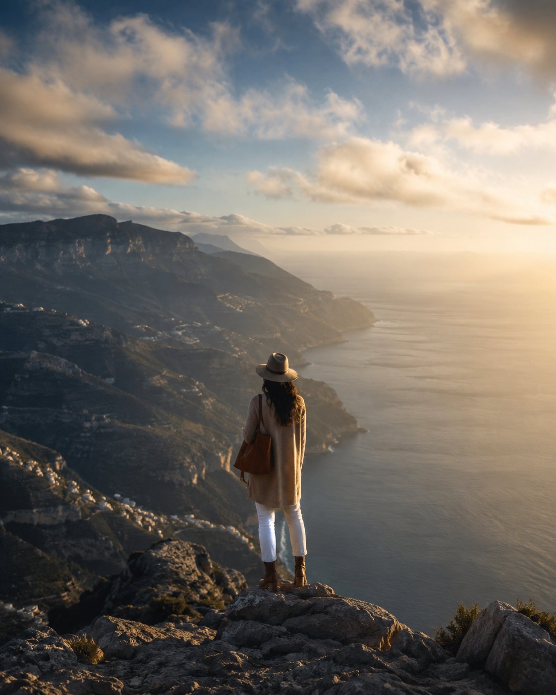 Viajera contemplando un gran paisaje